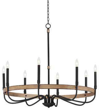 Maxim 14448 Franklin 8 Light 36"W Taper Candle Chandelier - Driftwood / Black