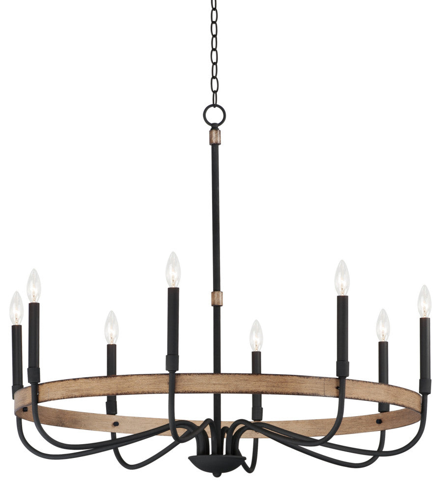 Maxim 14448 Franklin 8 Light 36"W Taper Candle Chandelier - Driftwood / Black