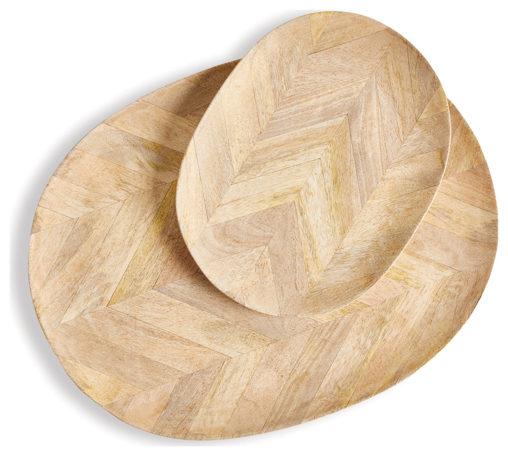 Marquetry Oval Trays, Set of 2