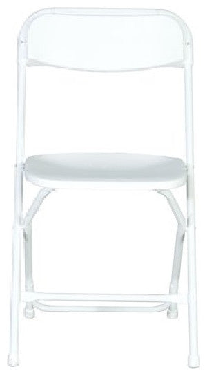 Traditional Folding Chair, Plastic Seat With Drain Holes & Open Backrest, White