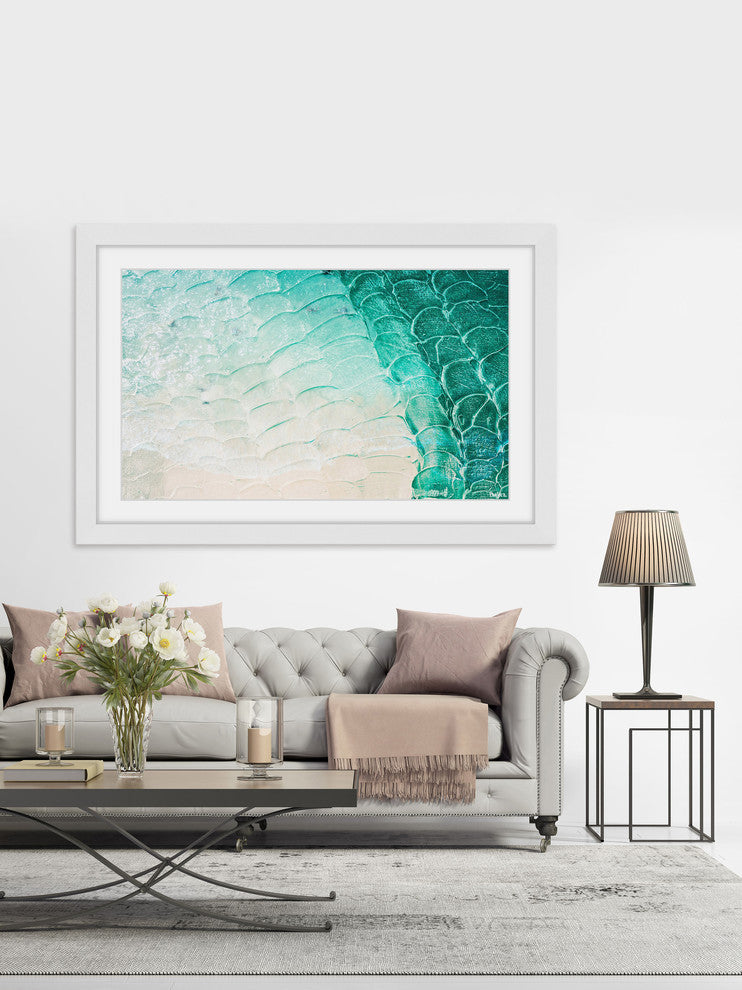 "Aqua Waves" Framed Painting Print, 24"x16"