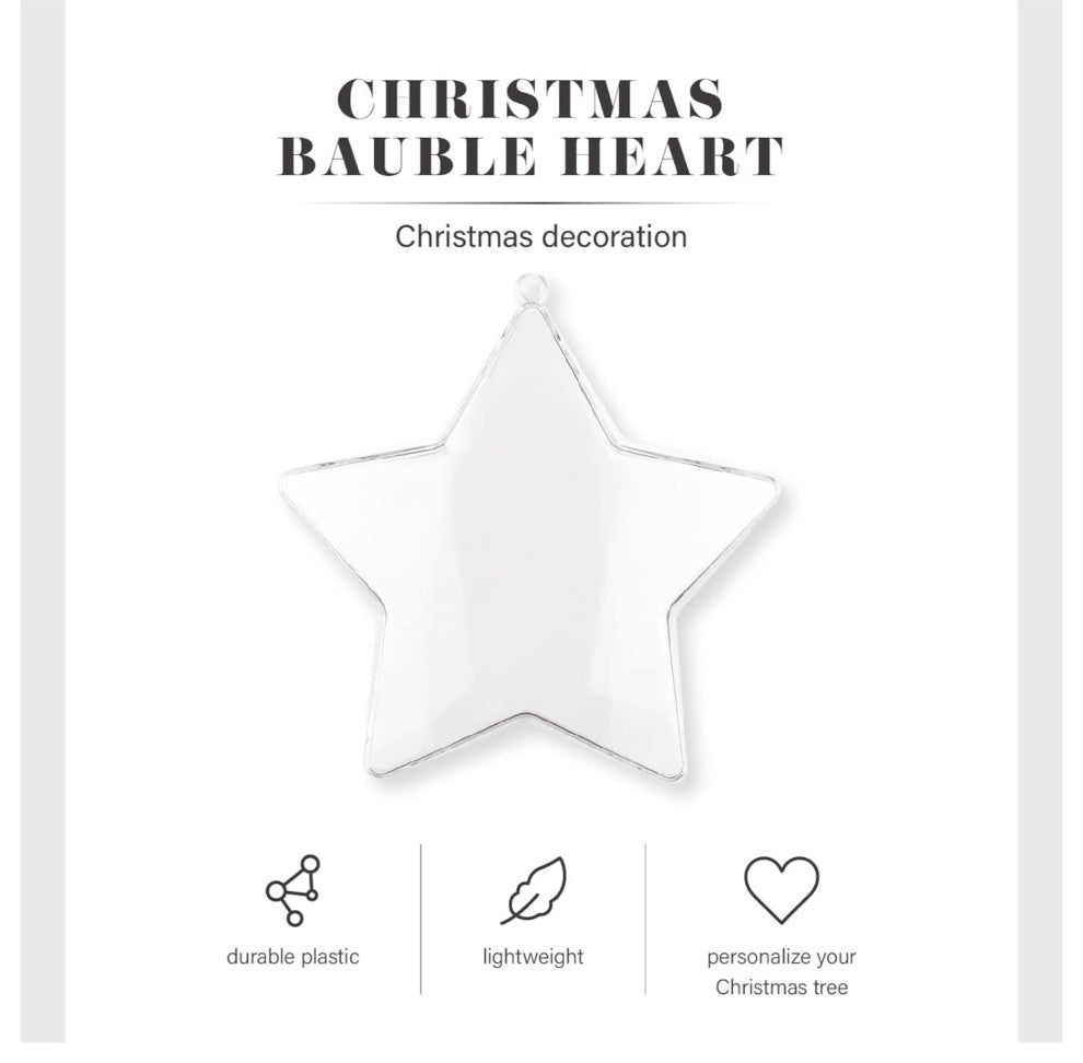 Tree Nest Bauble Plastic Star Hanging Christmas Tree Ornament, Clear