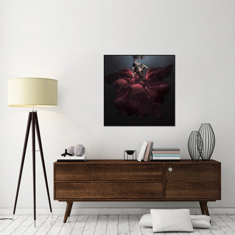 "The Lady In Red" Framed Canvas Giclee by Martha Suherman, 37x37"