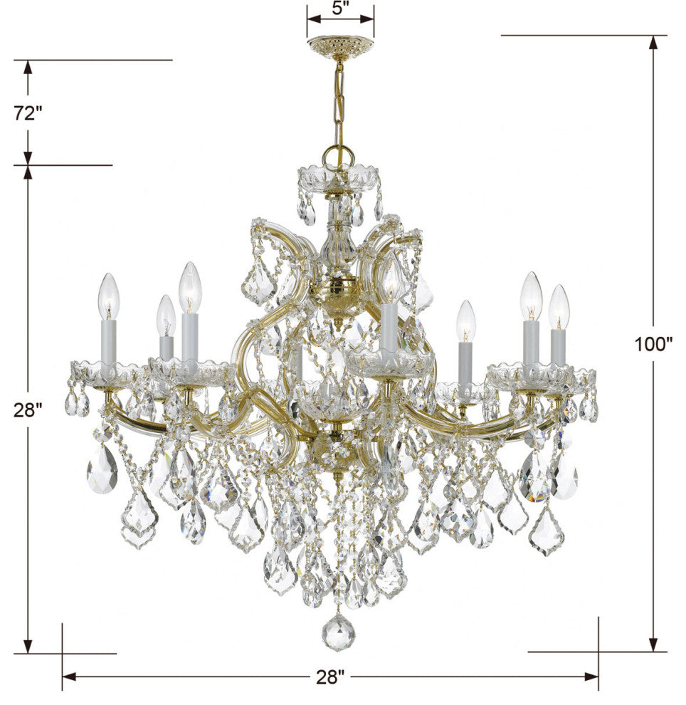 Crystorama 4409-GD-CL-SAQ, 9-Light Chandelier, Gold