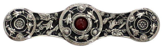 Jeweled Lily Pull Antique Brass, Blue Sodalite Natural Stone, Brite Nickel, Red