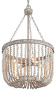 Wood Beaded Chandelier 4-light Drum Basket Ceiling Light