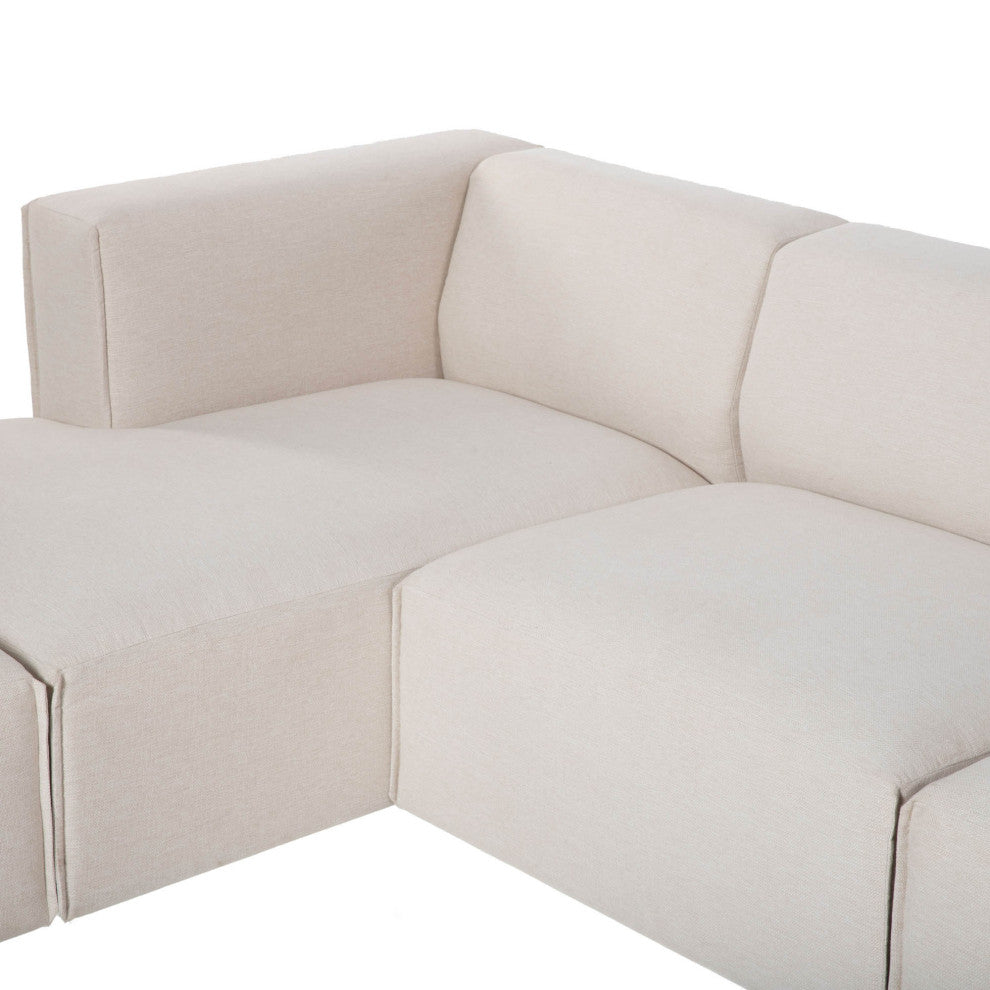 Premium Modular Upholstered Sectional, Beige, Left Arm Facing