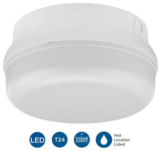 Hard-Nox Collection 1-Light Satin White Polycarbonate Shade Outdoor Wall Ceiling