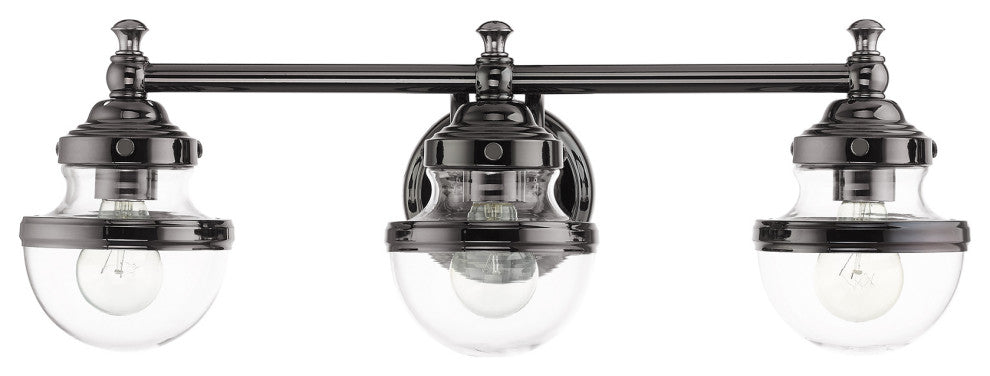 Livex Lighting Oldwick 3 Light Polished Black Chrome Vanity Sconce