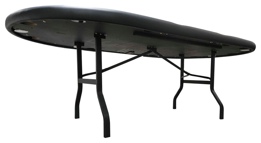 Aces Pro Folding Poker Table, 10 Players, 96" Oval, Blue Velveteen