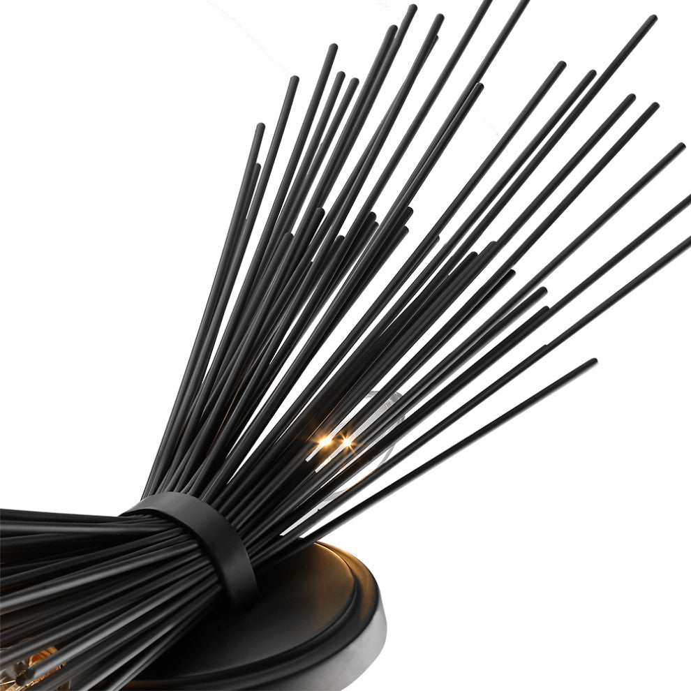 18" H 2-Light Black Starburst Wall Sconce Light