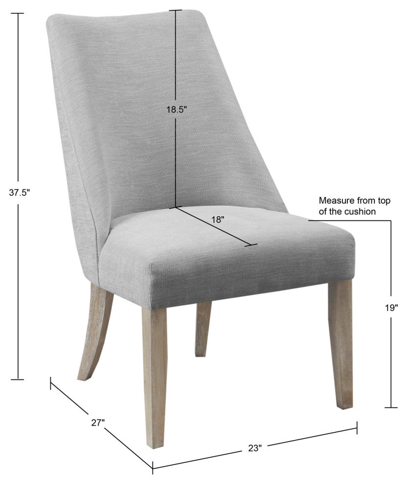 Martha Stewart Winfield Upholstered Farmhouse Dining Chair, Light Grey