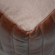 Poufs-Solid Handmade Goat Leather Pouf, Recycled Cotton Fill, Brown, Square [16x16x16]