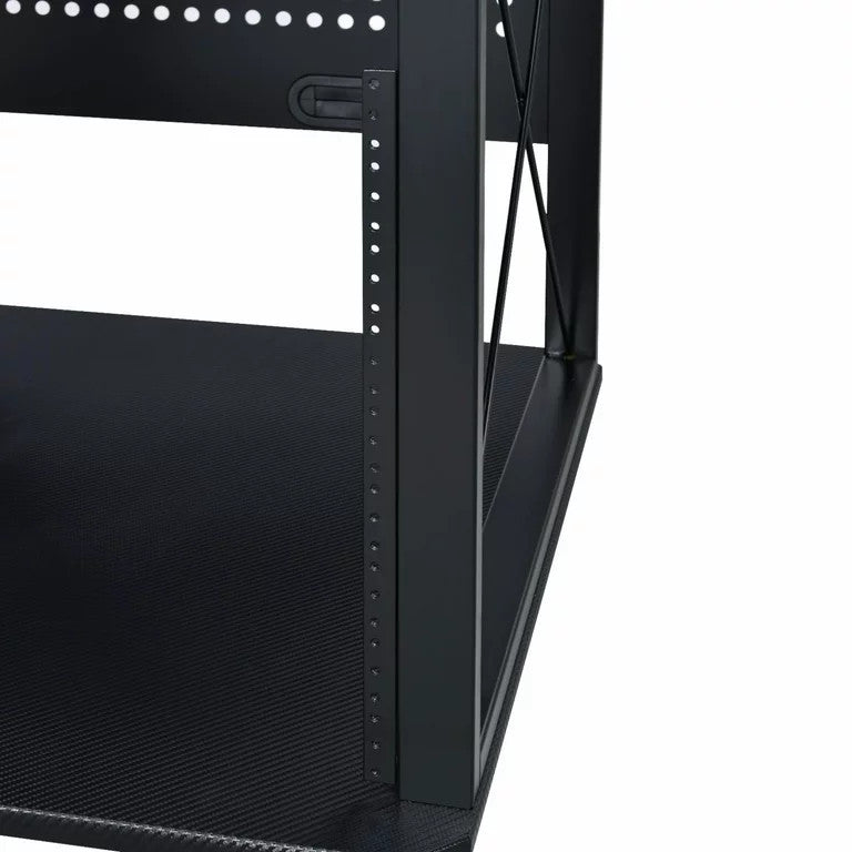 Large Desk, Multipurpose Design With Open Compartments & Grommets, Black