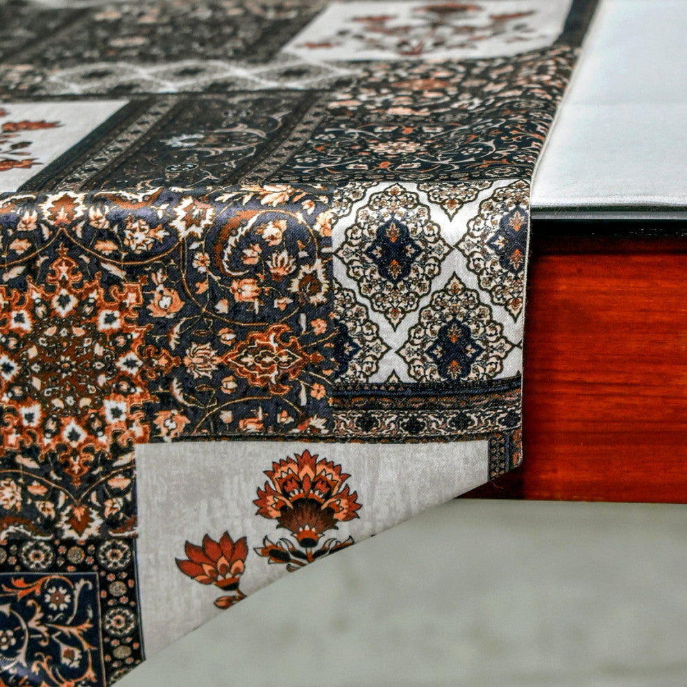 Decorative Table Runner Brown Satin 14"x60", Persian, Floral Niloufar