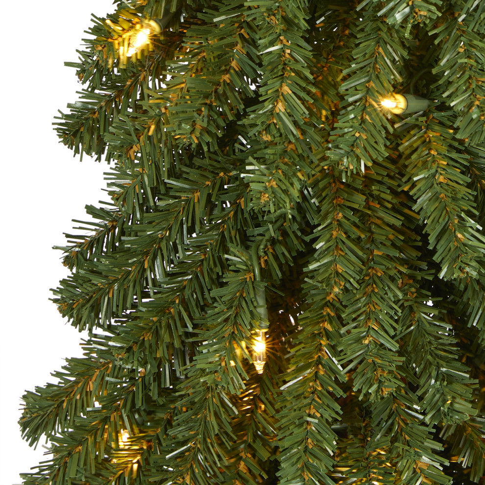 4' Grand Alpine Faux Xmas Tree W/Lights & 361 Bendable Branches W/Natural Trunk