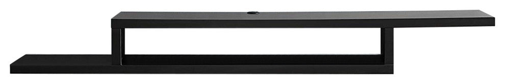 Asymmetrical Wall Mounted TV Console Wood Entertainment Center 72-inch , Black