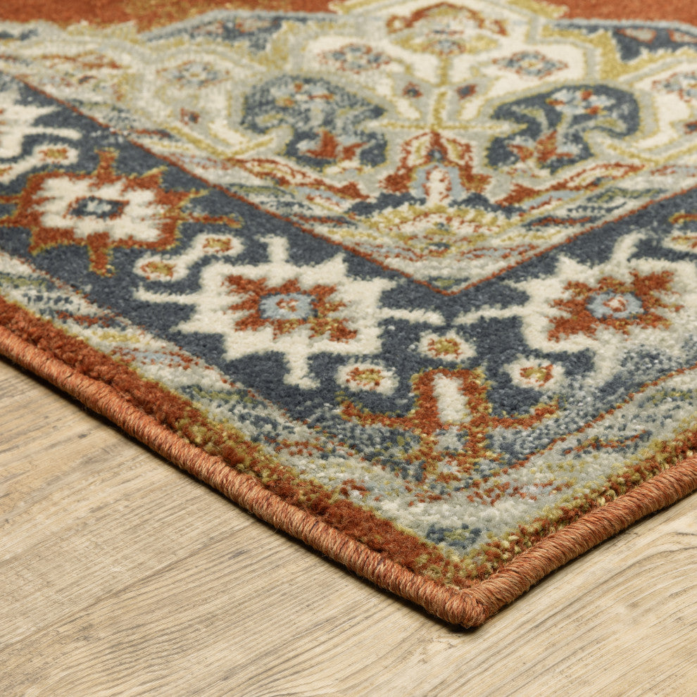 Bastian Oriental Medallion Indoor Area Rug, Rust, 9'10"x12'10"