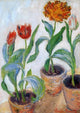 Claude Oscar Monet Three Pots of Tulips Premium Canvas Print