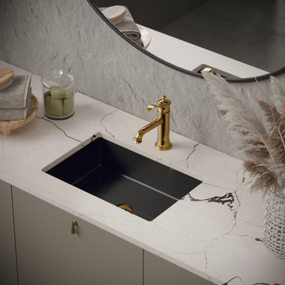 Karran 1-Handle 1-Hole Bathroom Faucet With Pop-up Drain, Gold