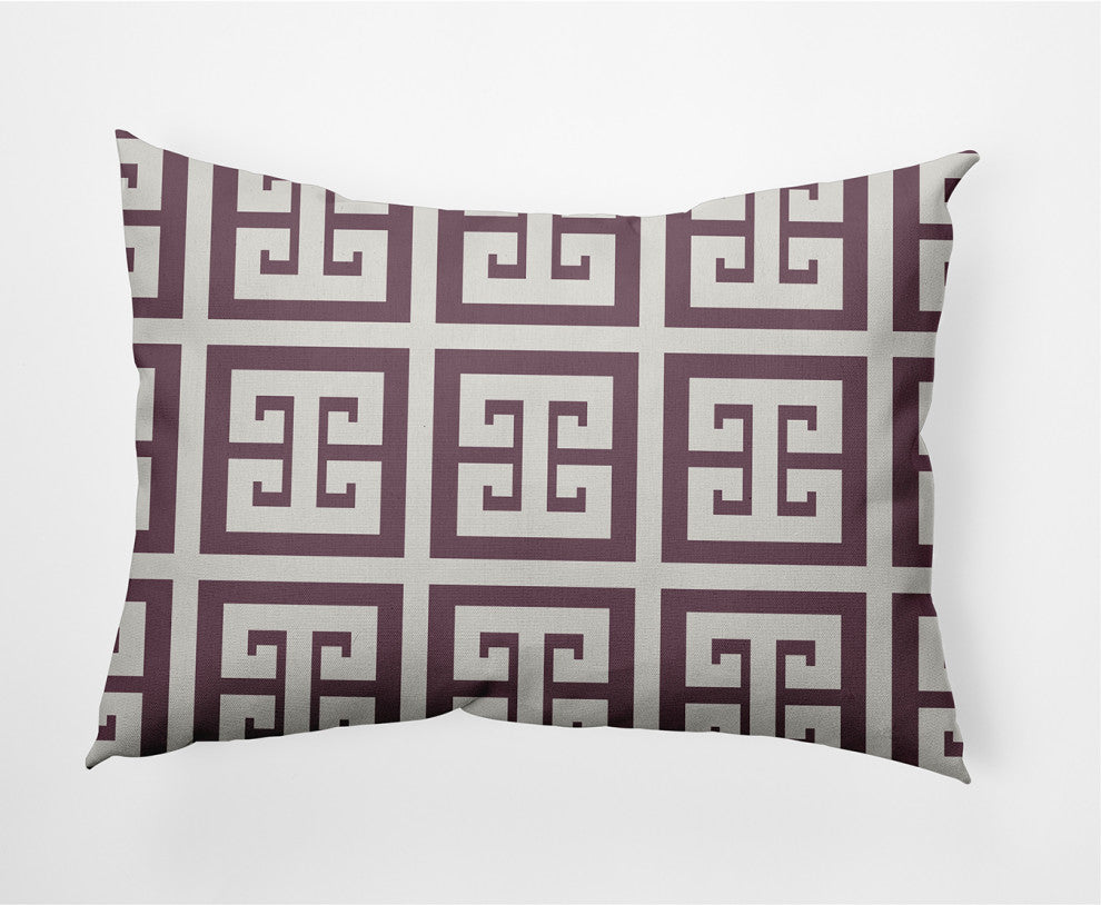 14x20" Greek Key Patterned Nautical Decorative Indoor Pillow, Dusty Purple