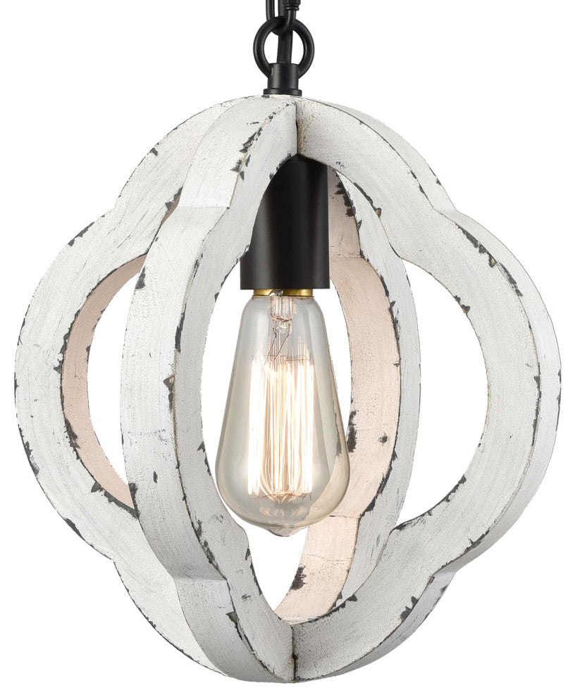 Farmhouse Wooden Pendant Light Hanging Ceiling Light, White