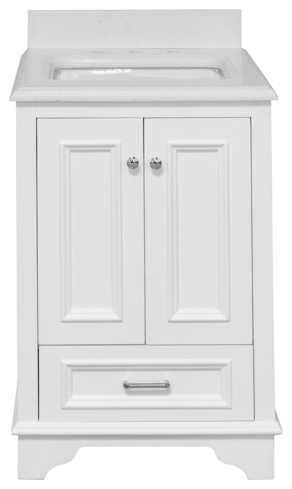Nantucket 24" Bathroom Vanity, White, Quartz