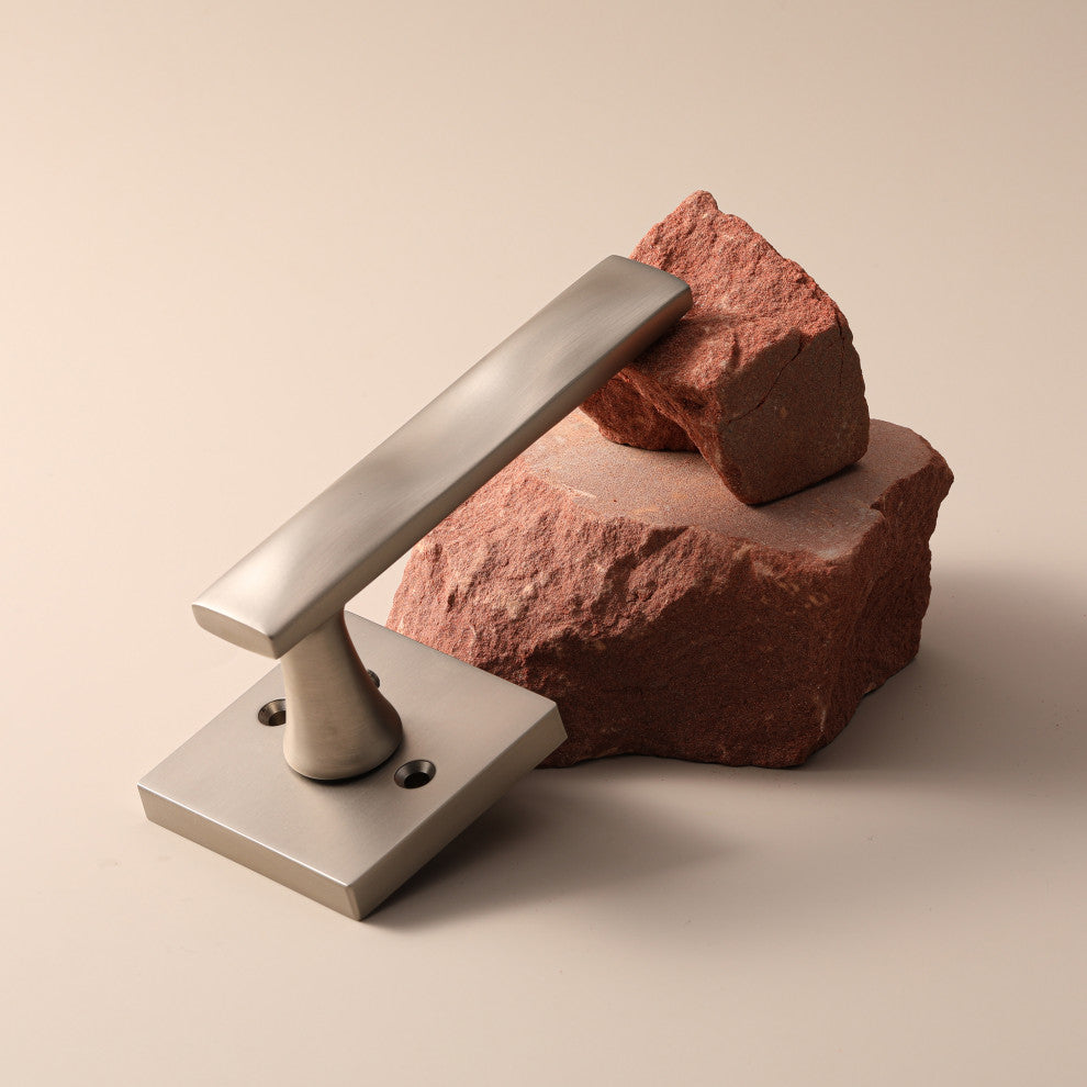 Modern Heavy Duty Designer Interior Door Lever - Essex Collection, Satin Nickel, Double Dummy