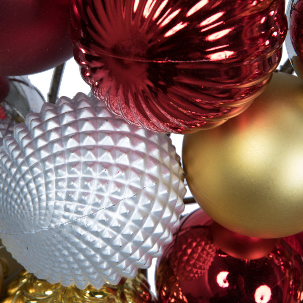 Assorted Ornament Wreath , Red, Gold, Silver, 24"