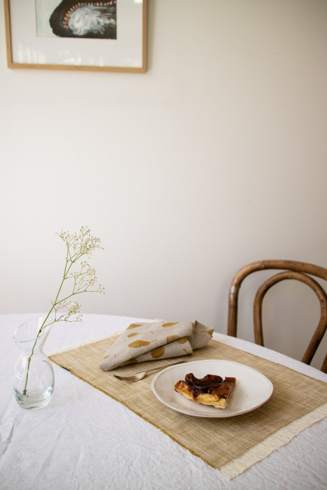 Set of Eight Ochre Pear Pattern Napkins