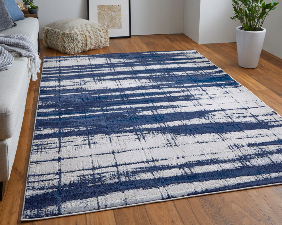 Weave & Wander Armada Dramatic Blue/Ivory Rug, 10'x13'2"