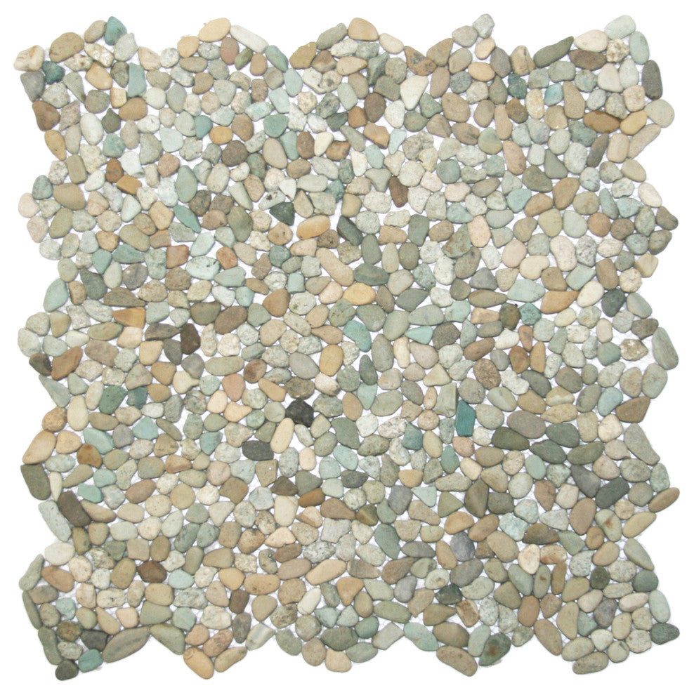 Small Sea Green Pebble Tile, 12x12 mesh, eco-friendly, for showers