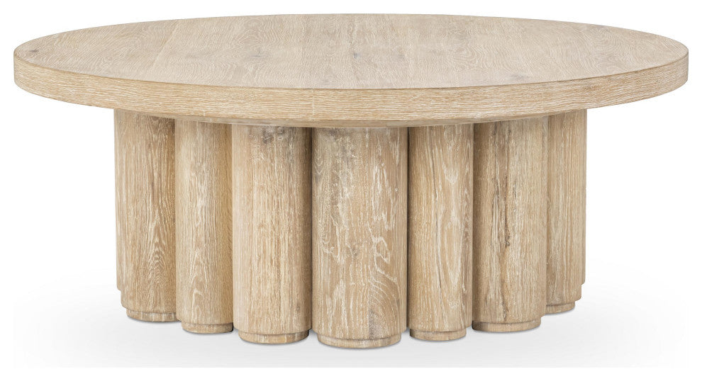 Tiber Round Wood Coffee Table by Kosas House, Whitewash