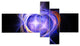 Supernova Explosion Blue, Abstract Print On Canvas, 60"x32", 5 panels
