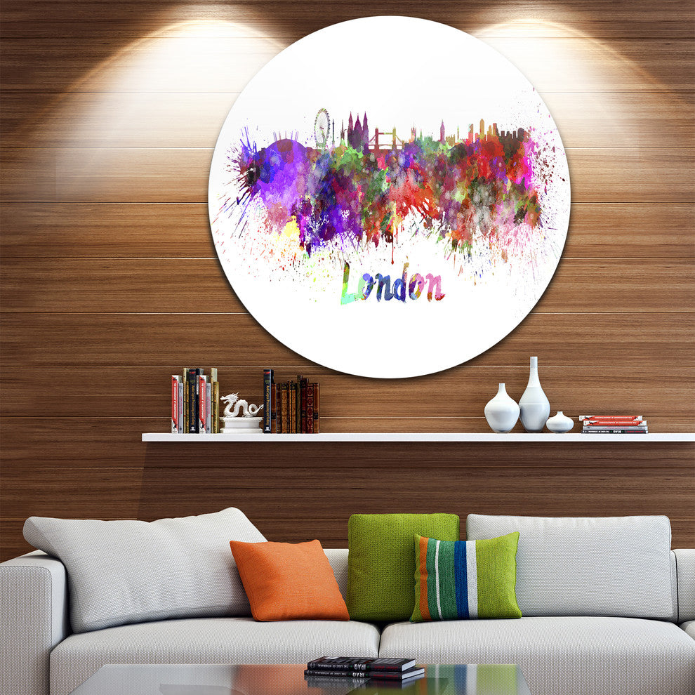 London Skyline, Cityscape Disc Metal Wall Art, 23"