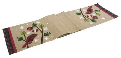 Cardinal Noel Peace Jute Christmas Table Runner 13.5 by 36-Inch