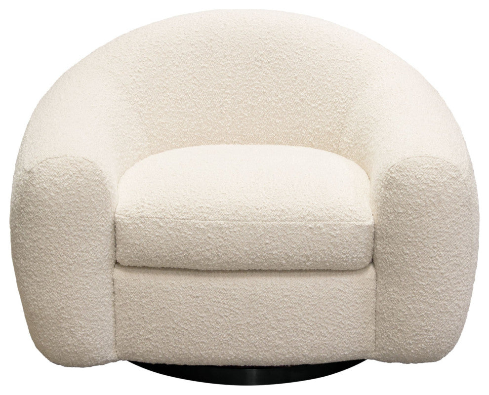Pascal Swivel Chair With Boucle Textured Fabric, Bone