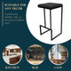 Quincy Leather Barstool Square Seats and Metal Frame Set of 2, Charcoal Black