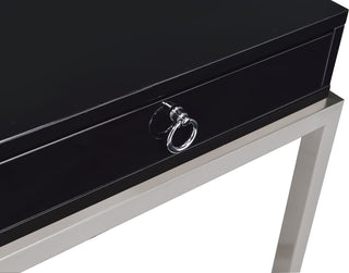 Allura Collection 1-Drawer End Table, Black with Brushed Nickel