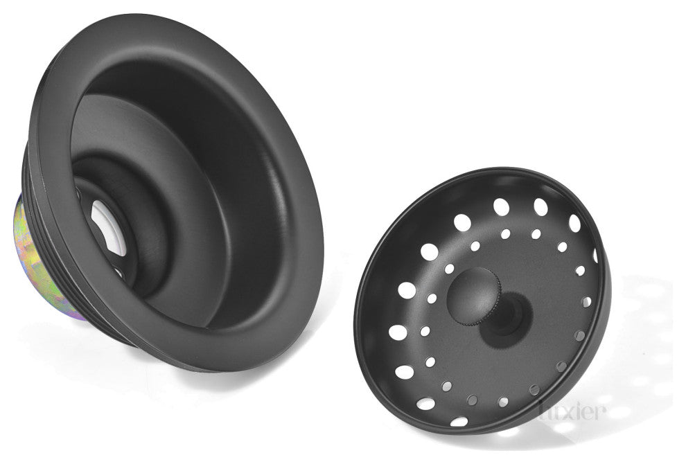 Luxier KS01 3.5" Drop-In Kitchen/Bar Sink Basket Strainer, Matte Black
