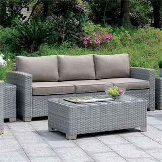 Afuera Living Contemporary Rattan Wicker Patio Sofa in Gray