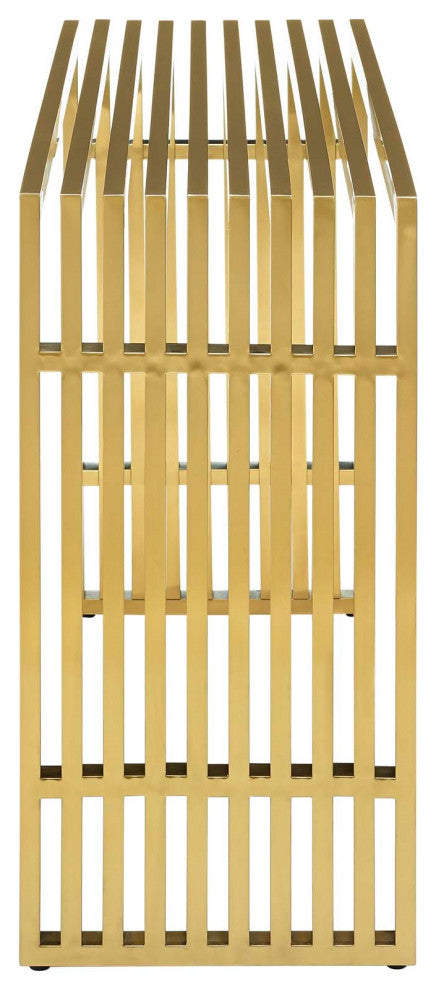 Chi Gold Console Table, Stainless Steel Modern Industrial Console Table