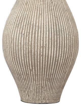 Benzara BM230940 Drum Shade Table Lamp With Paper Composite Base, Beige