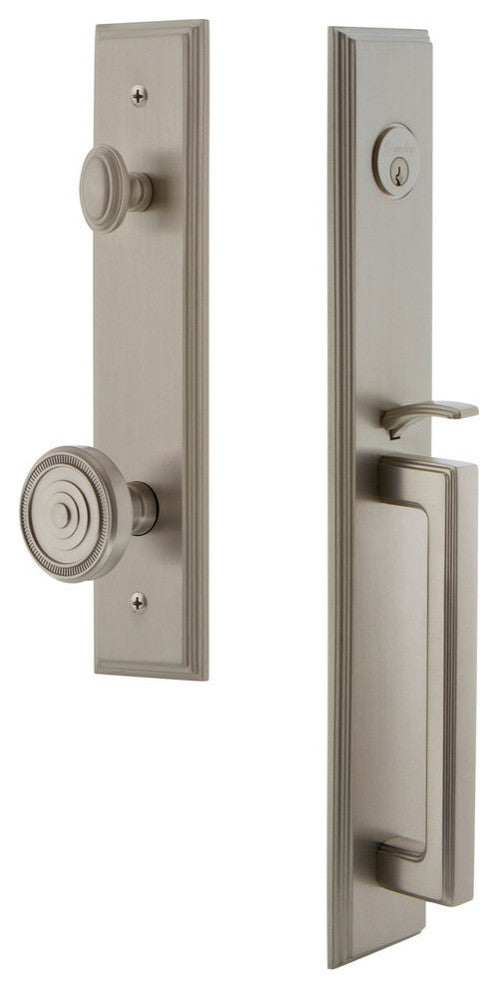Carre' 1-Piece Dummy Handleset, D Grip and Soleil Knob, Satin Nickel, 849182