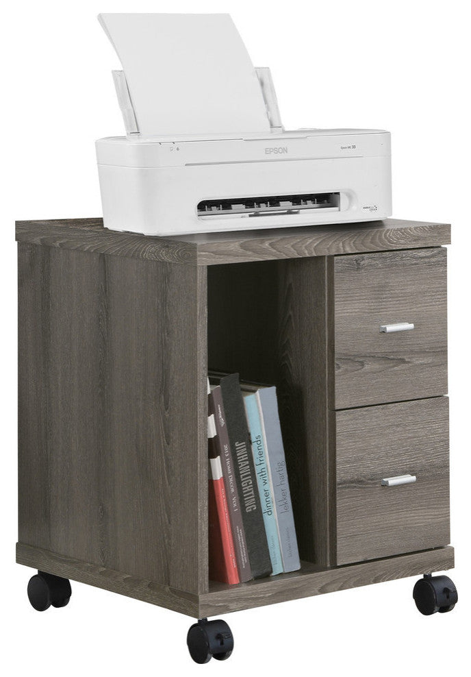 Office Cabinet - Dark Taupe With 2 Drawers On Castors
