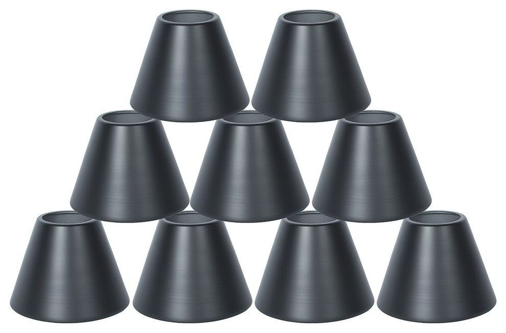 3x6x5" Metal Chandelier Lamp Shade, Black, Set of 9