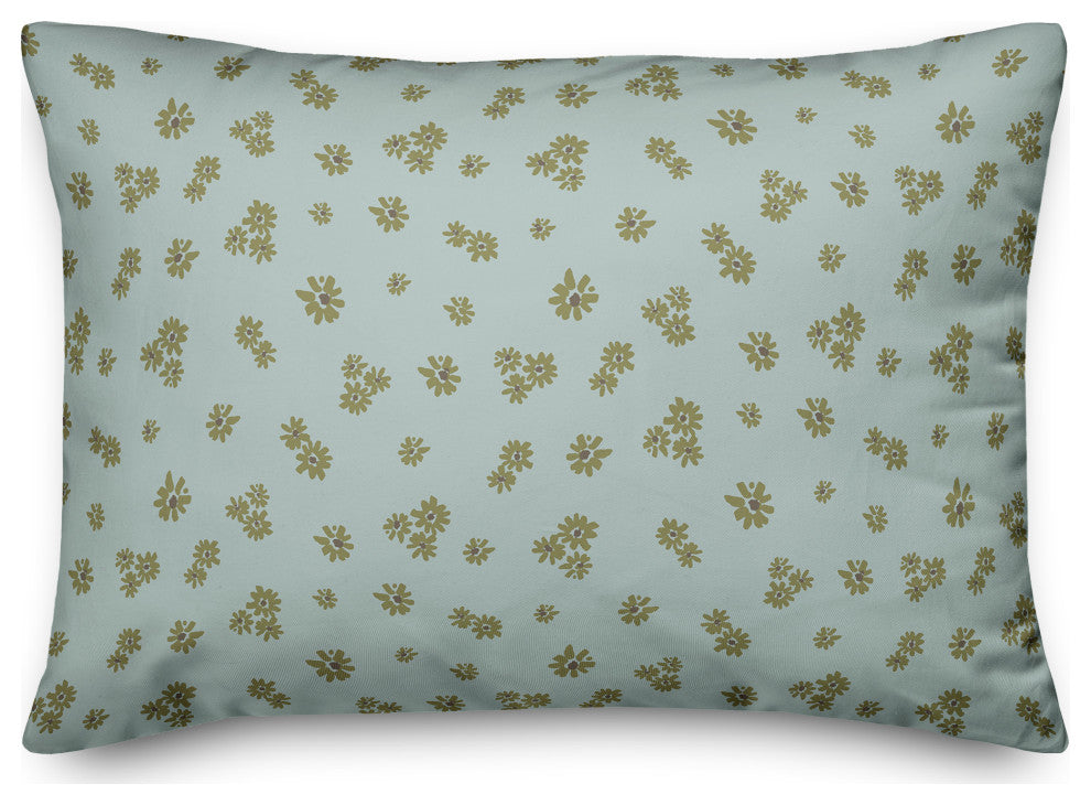 Green Daisy Pattern 20x14 Spun Poly Pillow