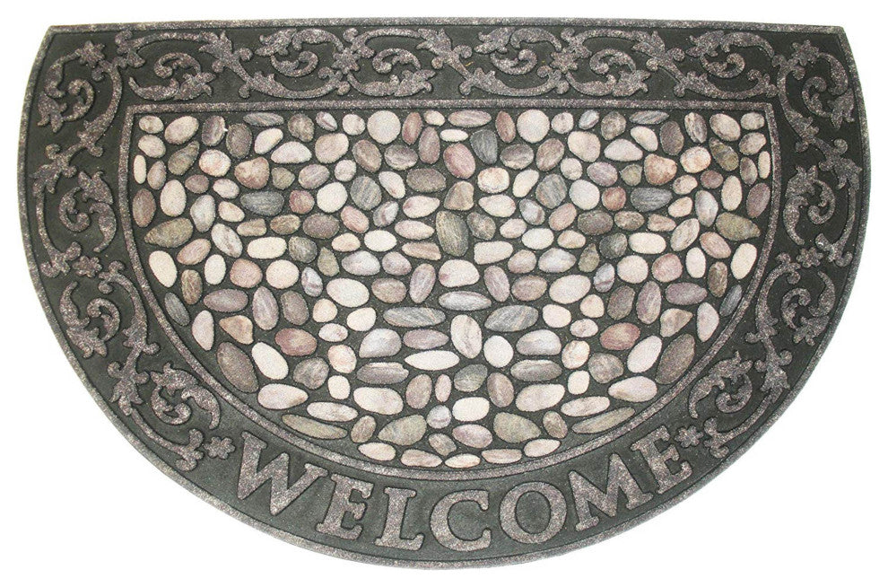 Welcome Pebbles Printed Flocked Doormat 23X35