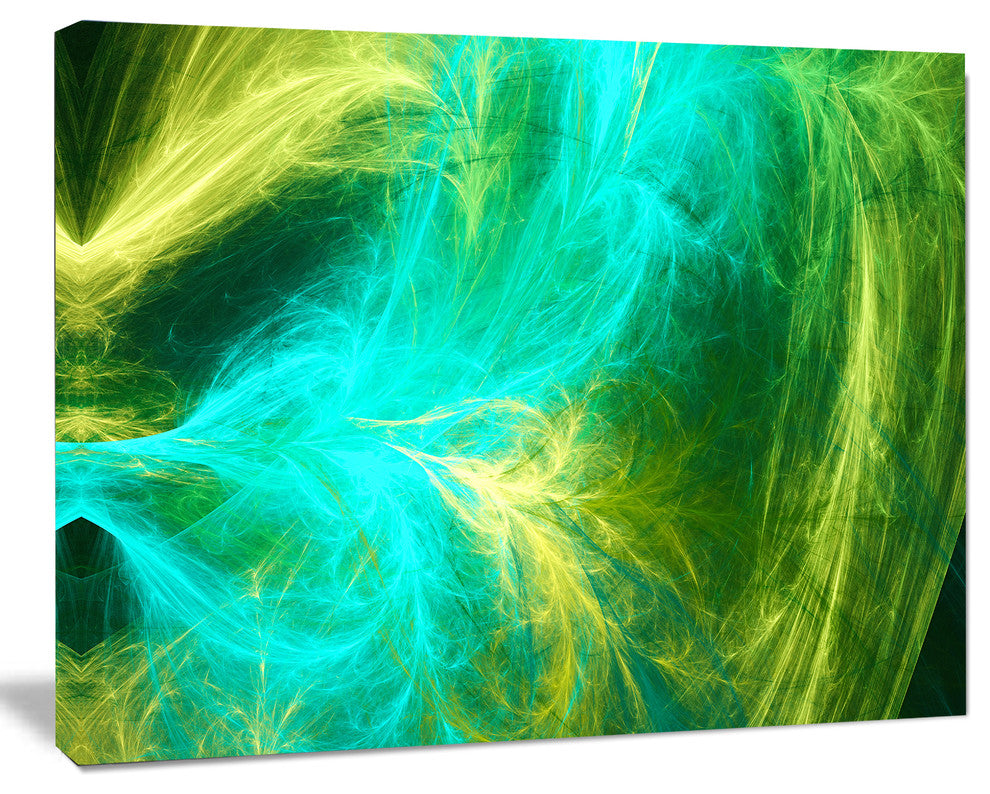 Green Mystic Psychedelic Design, Oversized Abstract Canvas Art Print, 60x40
