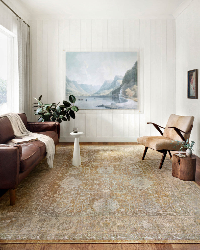 Chris Loves Julia x Loloi Rosemarie Area Rug, Gold/Sand, 2'-7" X 12'-0"